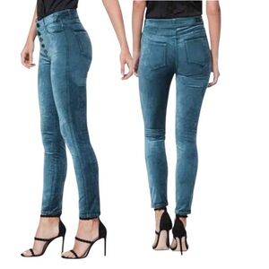Paige Emerald Green Velvet Hoxton Ankle Peg Pants Size 26